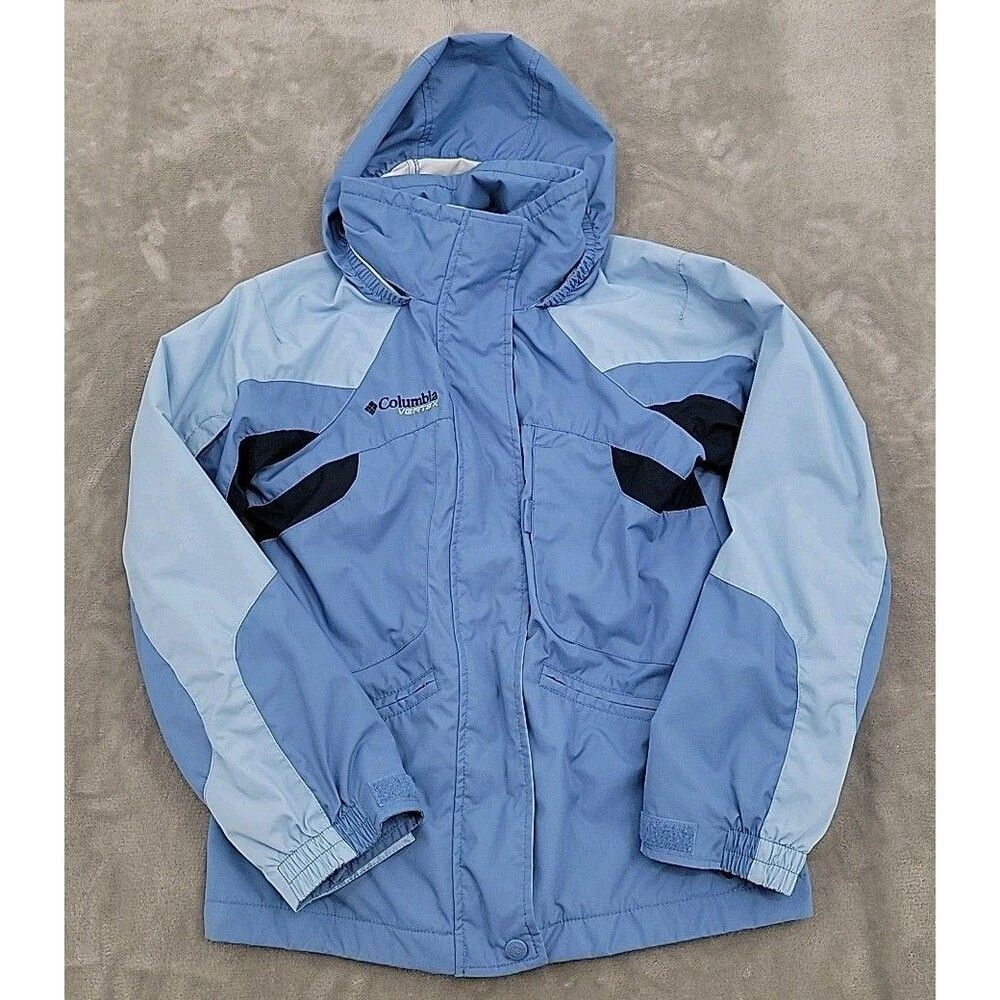 Columbia Vertex Youth Jacket Size 10/12 Blue Double Zipper Pockets Lightweight - Picture 2 of 15